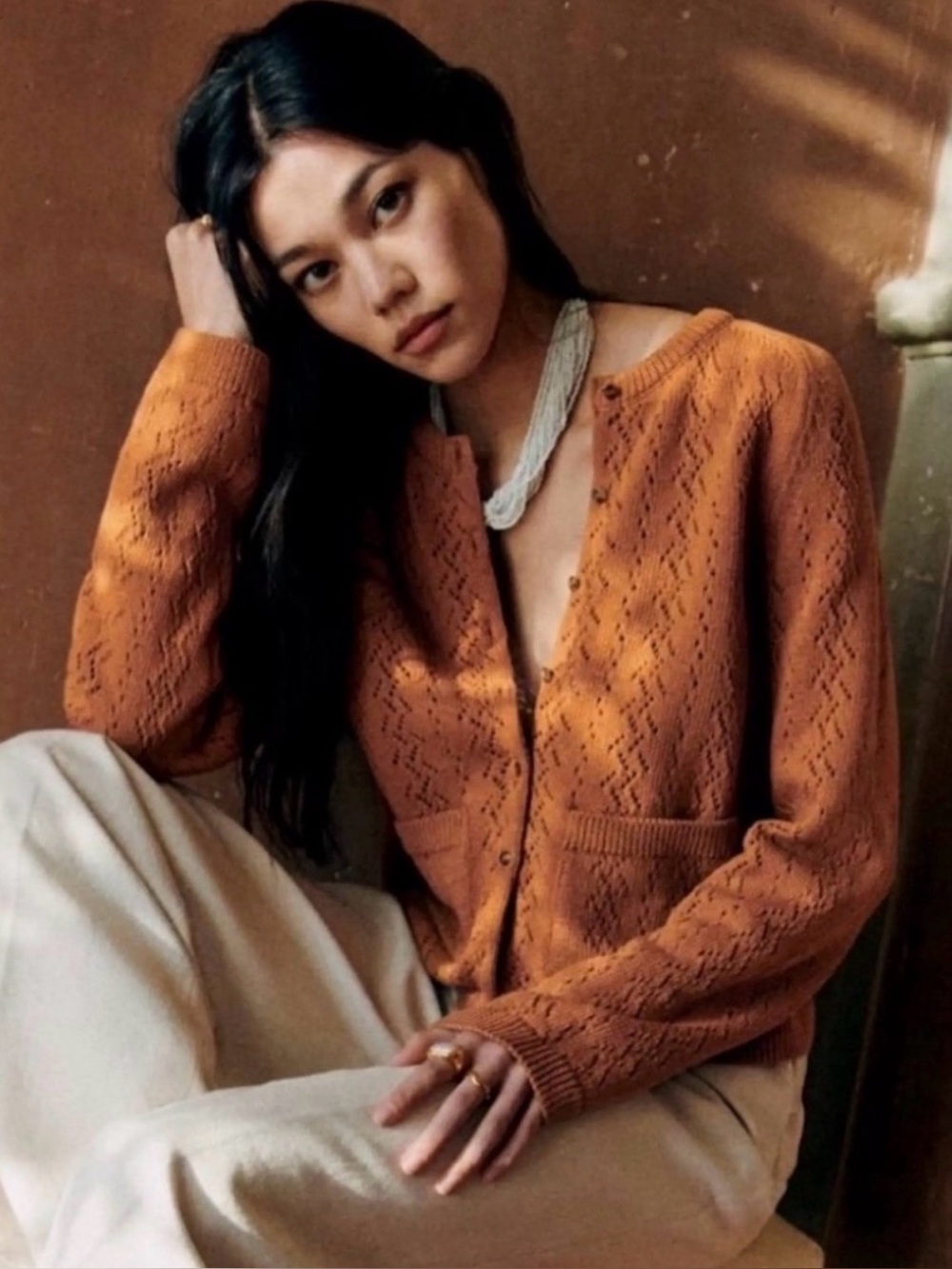 Sezane Jack Cardigan in Camel